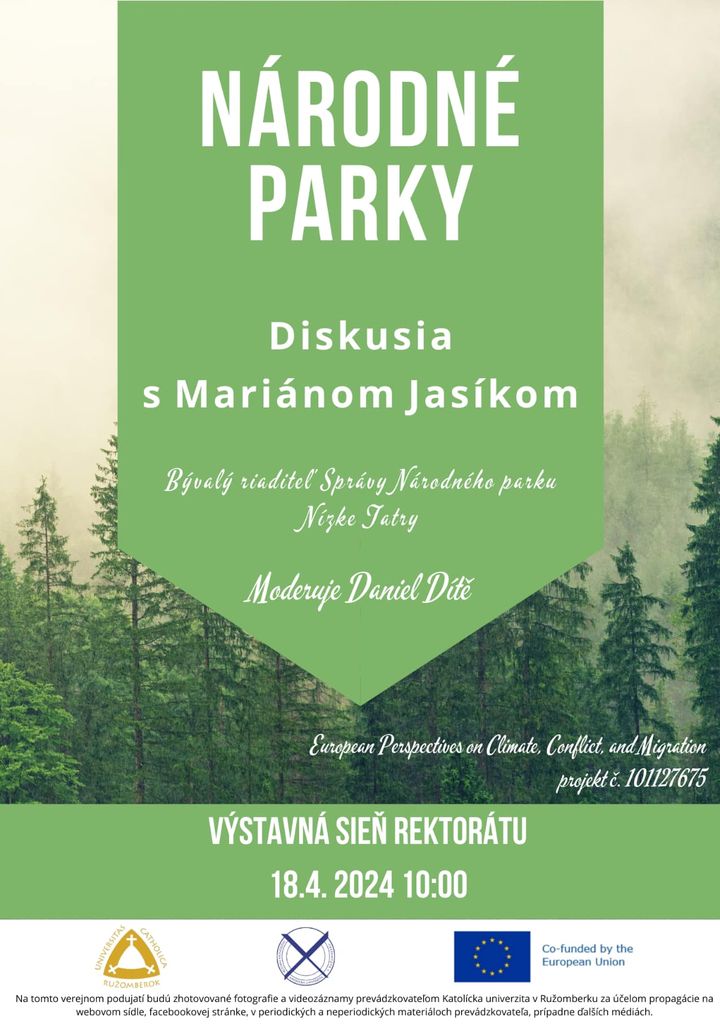 FF KU v Ružomberku pozýva na diskusiu s Mariánom Jasíkom na tému „Národné parky“.